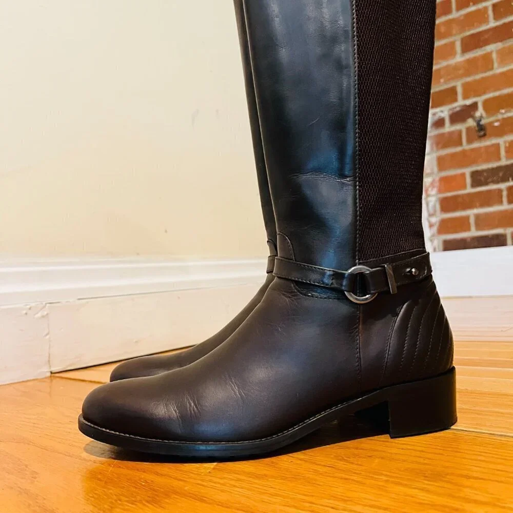 AQUATALIA Women's Brown Leather Knee High Boots 8.5